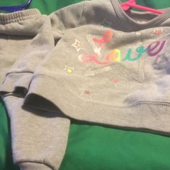 One Sweat Suit Size 2t Color Gray On Front Of Sweater   Is   Love