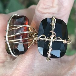 Gorgeous Gold And Smoky Topaz Vintage Ring. 