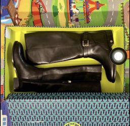 NEW in box, Tory Burch Brooke 25 mm knee boots calf leather size 8 - black