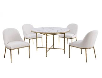 5 Pc Modern Faux Marble Dining Table Set Brand New In Box