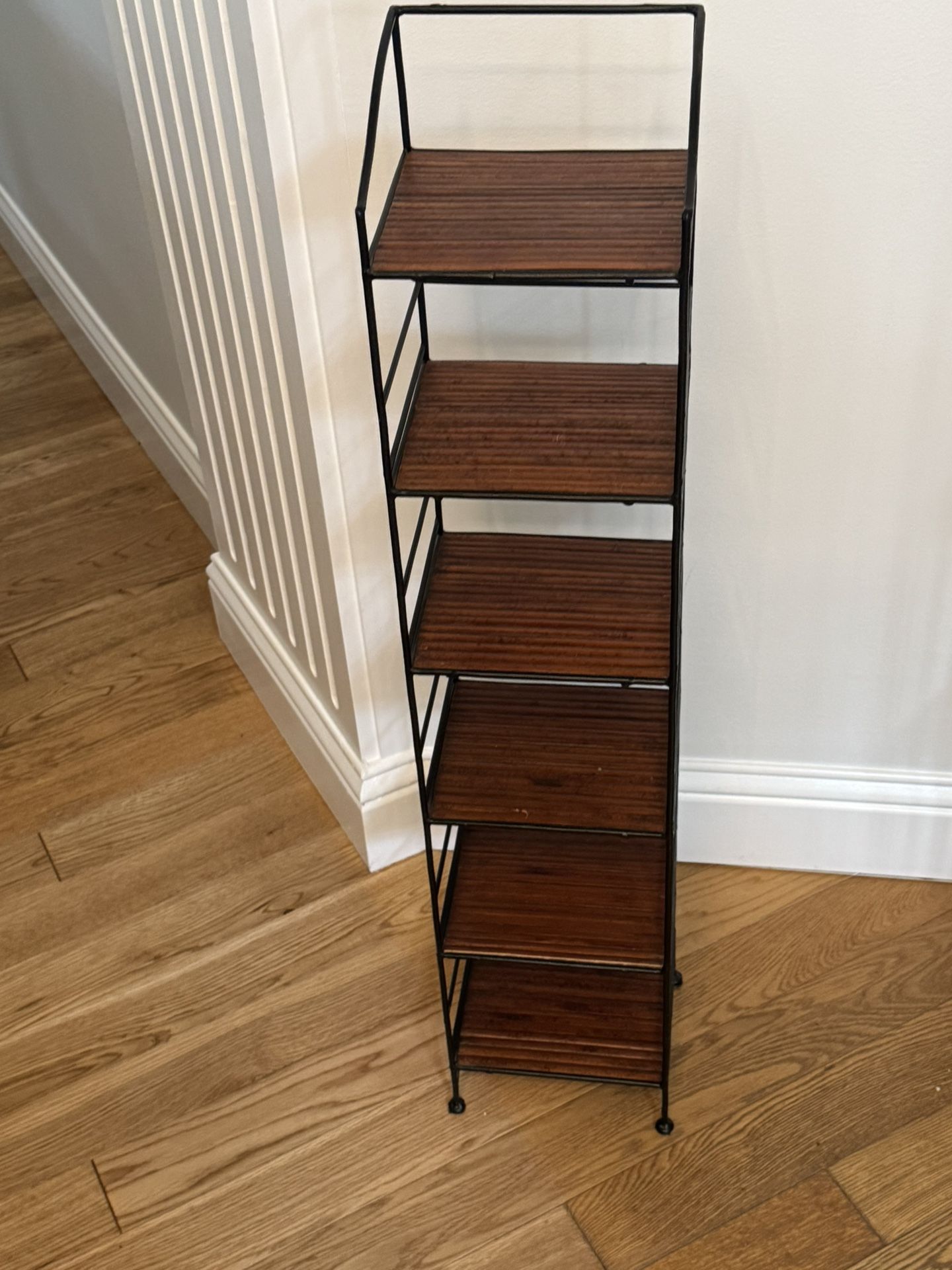 Vintage Iron Stand With Bamboo Shelf