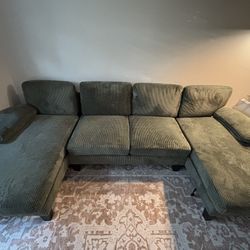Modern Green Corduroy Sectional Sofa