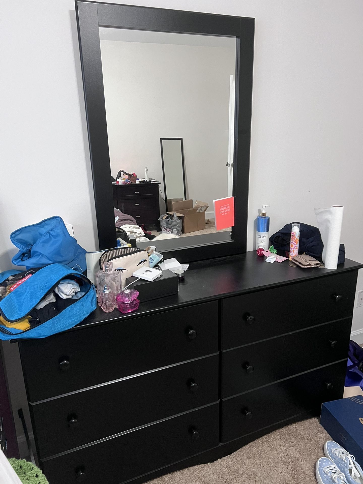 Modern Black Dresser With Mirror