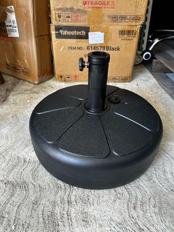 Plastic Patio Umbrella Base Stand, Pole Holder w/ Adjustment Knob, Sunburst Pattern
