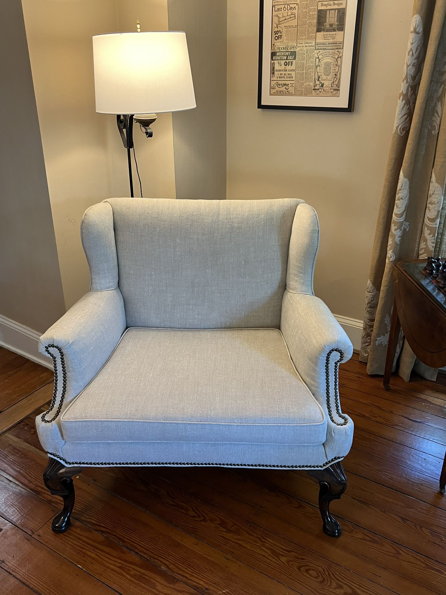 Circa 1700’s Wingback Chair, Restoration Hardware Fabric