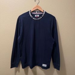 Men’s Large Tommy Hilfiger Denim Vintage Style Navy Blue Long Sleeve Shirt