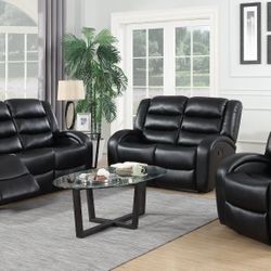 Taxus Reclining Black Living Room Set

