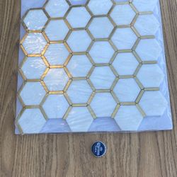 Karats White Natural Metal Mosaic Tile