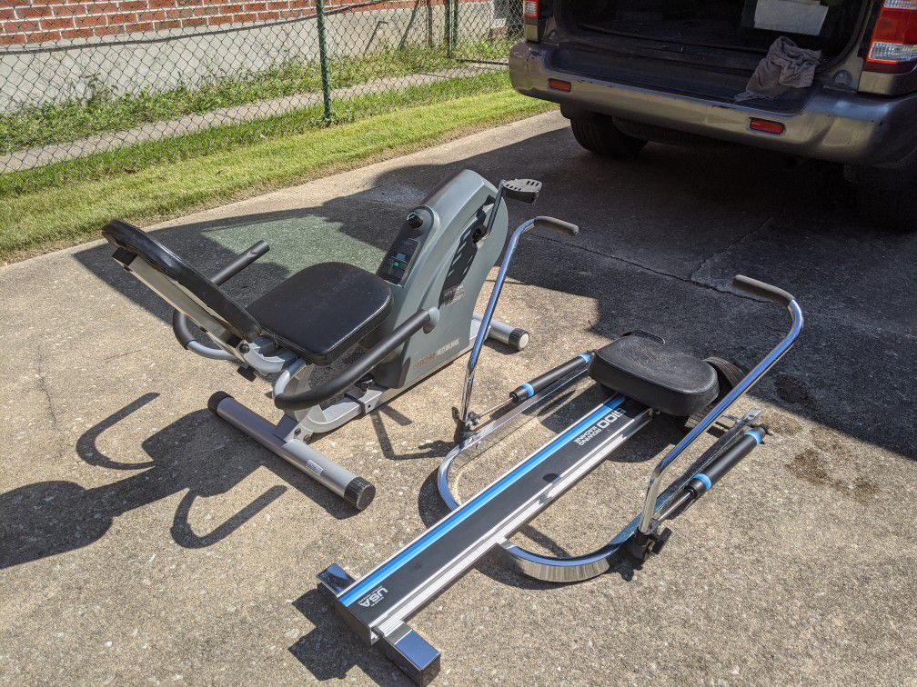 Exercise bike and Rowing Machine $25 each