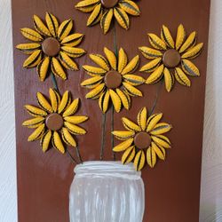 Bottle Cap Floral Art, Sunflowers