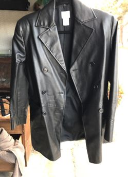 Black leather like double breasted