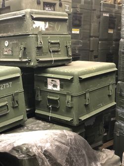 Military surplus footlocker aluminum army green