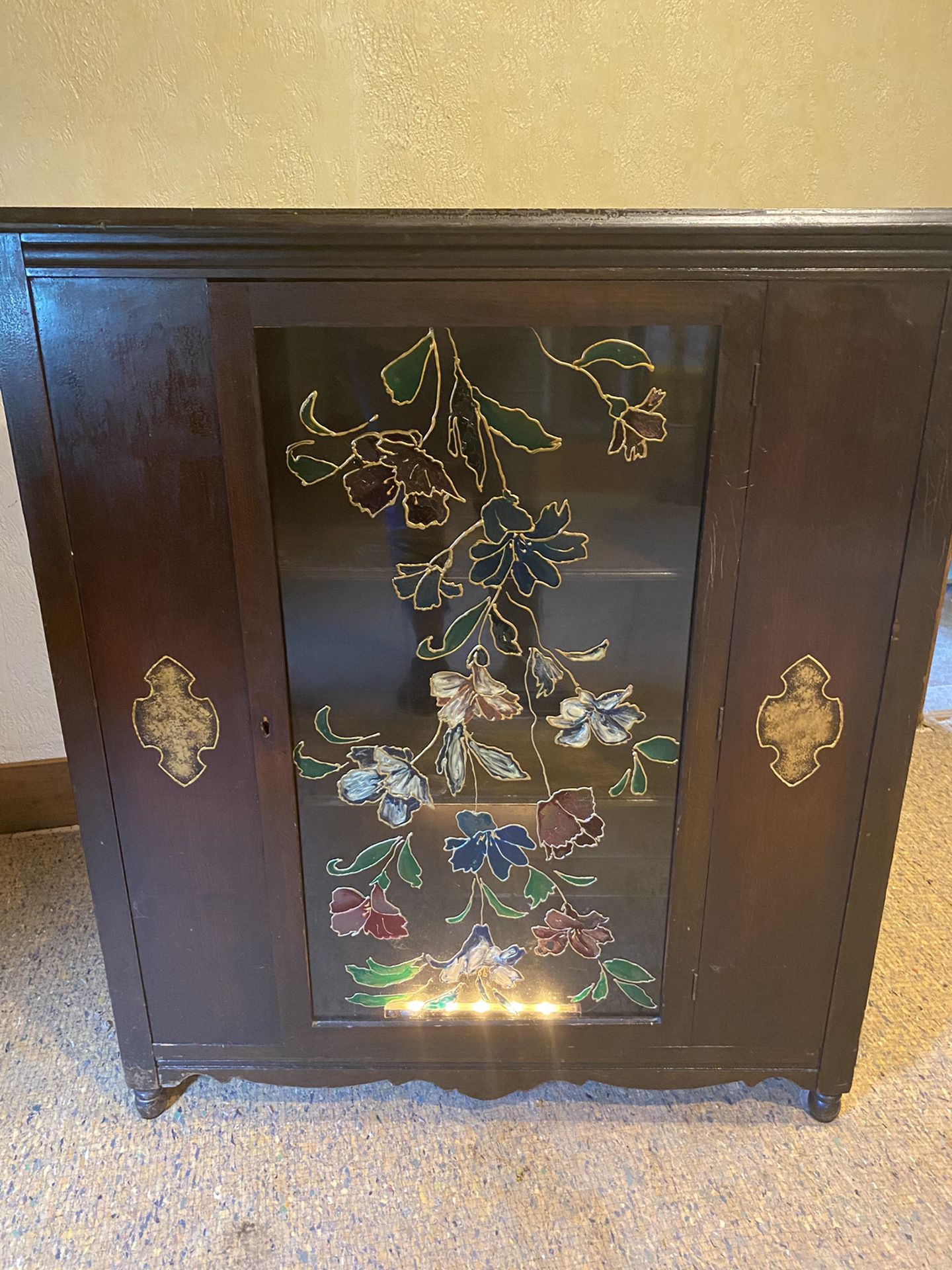 Antique china cabinet with light