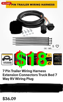 7 Pin Trailer Wiring Harness Extension Connectors Truck Bed 7 Way RV Wiring Plug