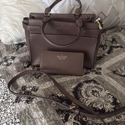 Brown Kate Spade purse with matching wallet