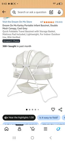 Dream on me portable baby bassinet