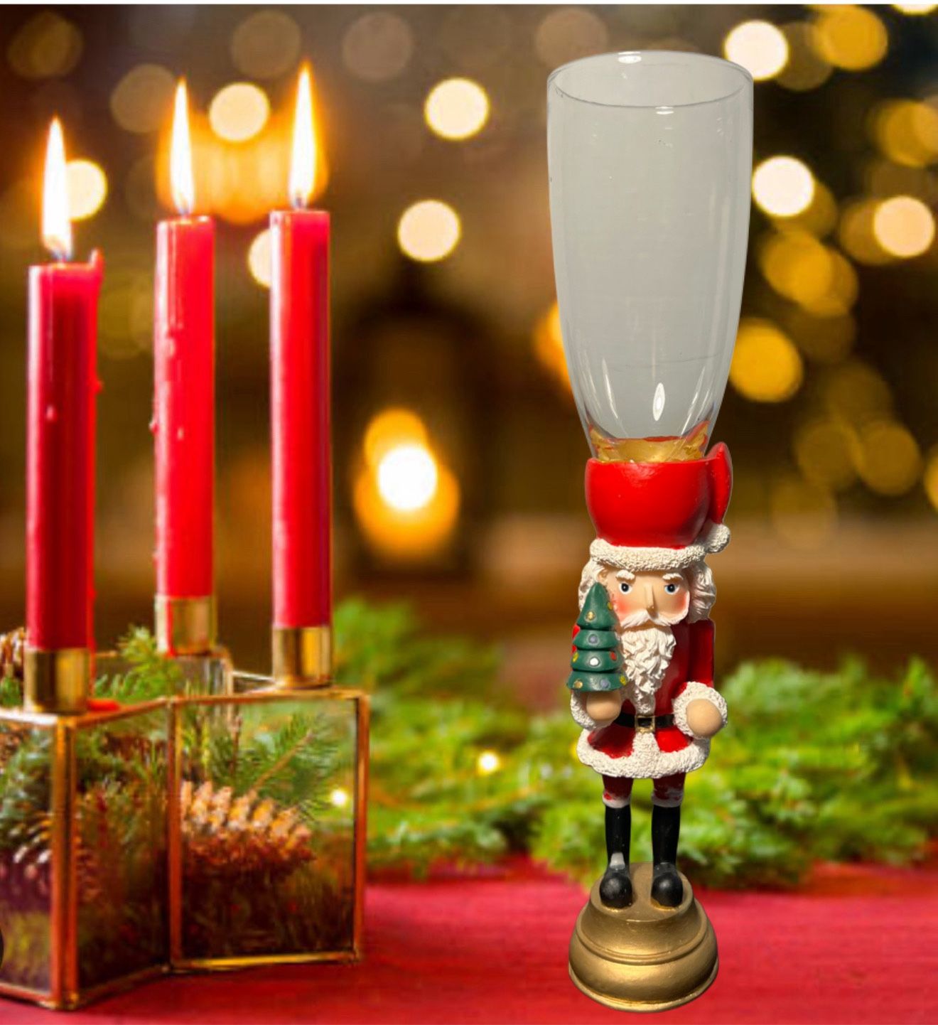 Home Essential 1990s Santa Claus Champagne Flute Christmas, 10.25” REPAIRED 