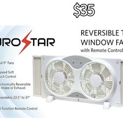 😀 EUROSTAR Twin Window Fan, White, 37"