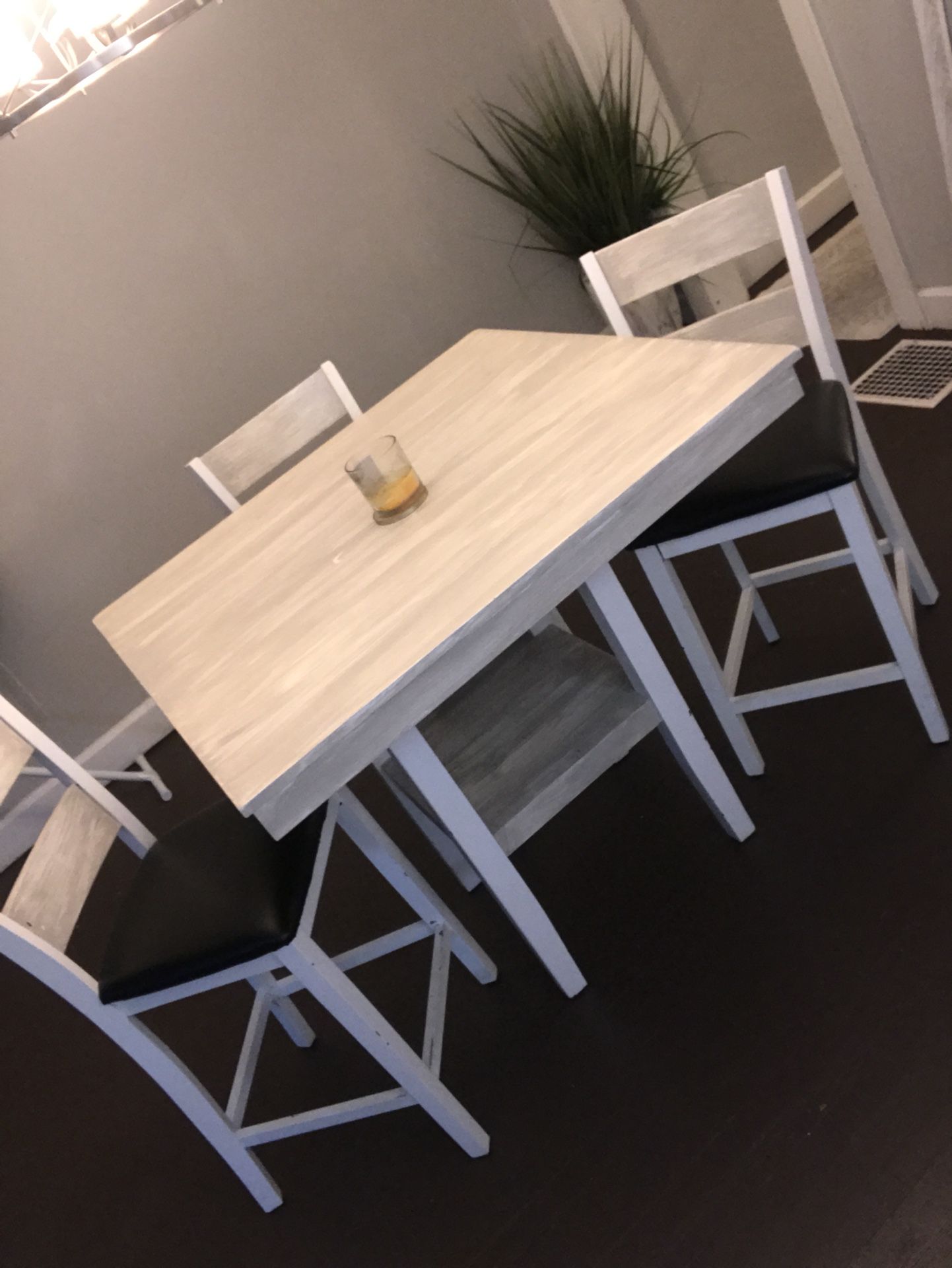 Refurbished Dining room table with three chairs and tv/hallway table