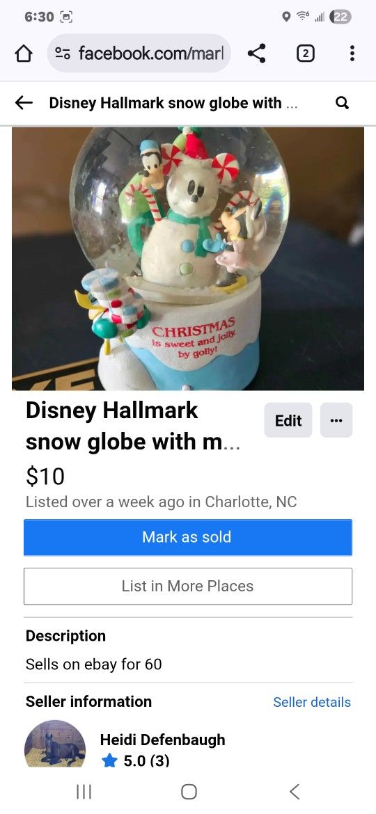 Disney Hallmark Snow Glove