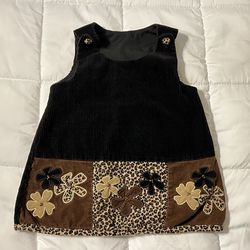 Dark Brown Corduroy Leopard Print Dress size 12 months