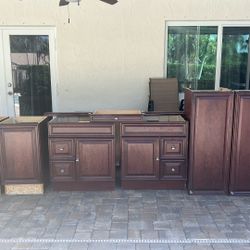 Cherry Wood Bathroom Vanity And Cabinets