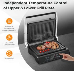 Indoor Electric Contact Grill with LED Touch Panel