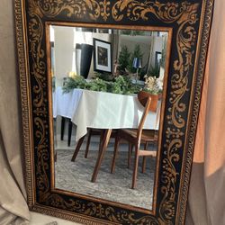 Vintage/Antique Black & Gold Mirror (Wooden Frame)