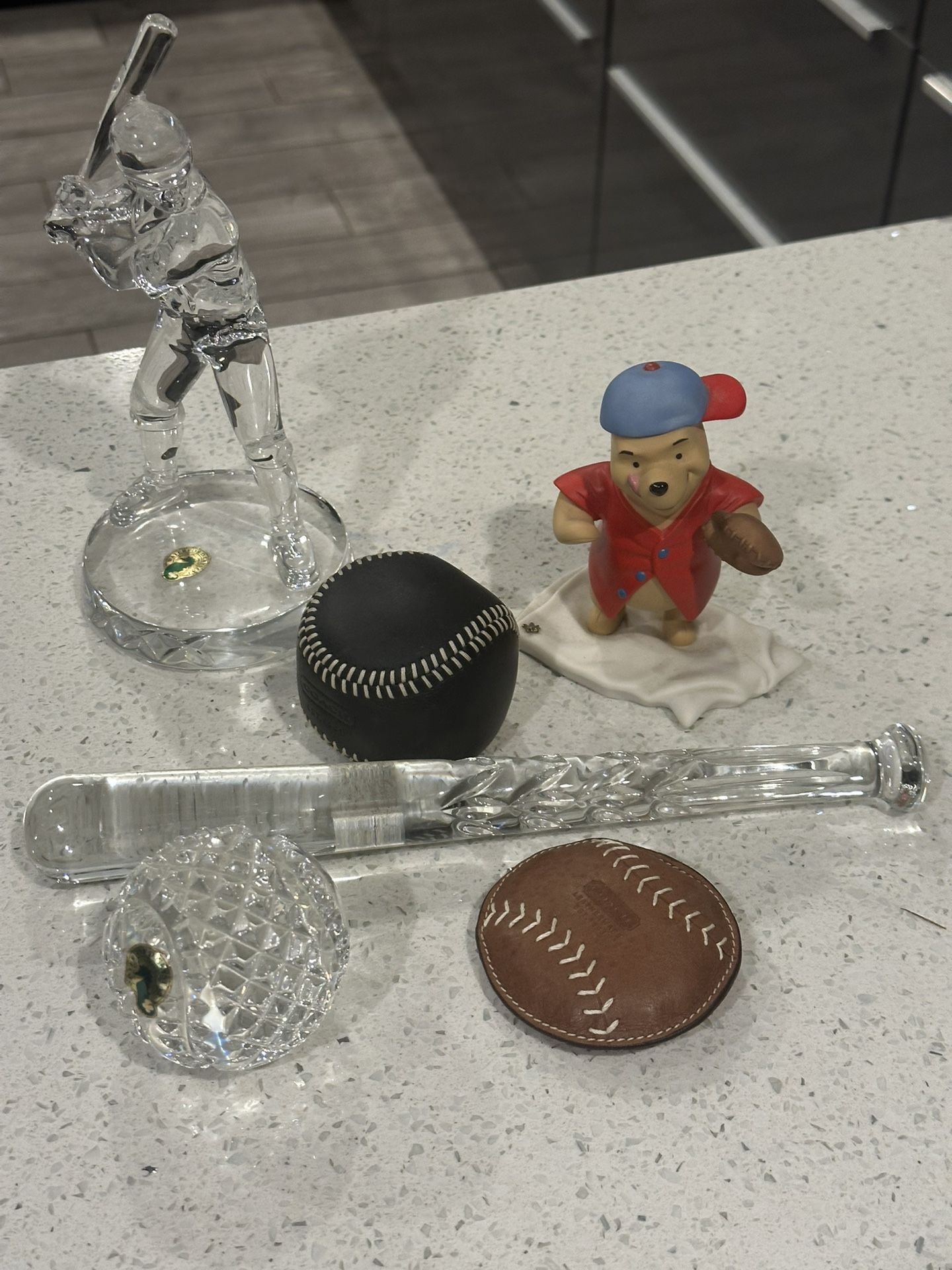 Collection Of Baseball Crystals (Waterford) And Coach Paperweights