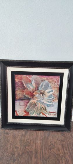 39×39 Lg Wood Frame Very Beautiful Blue Flower