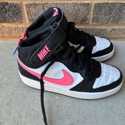 Nike Court Borough Mid 2 Kids Sneakers Black Pink White CD7782-005 Size 5.5Y