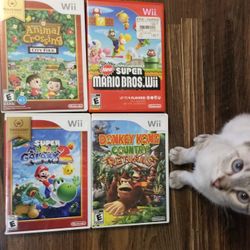Wii Games With Original Booklets In Case New Mario Bros, Donkey Kong Animal Crossing