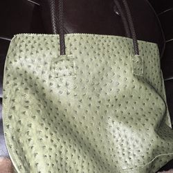 Leather Ostrich pattern large tote purse