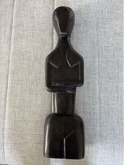 Large Greek Cycladic Idol Black Ebony Wood Statue Sculpture
