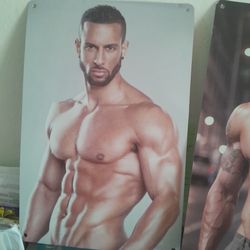 2 hot guys metal wall decor art