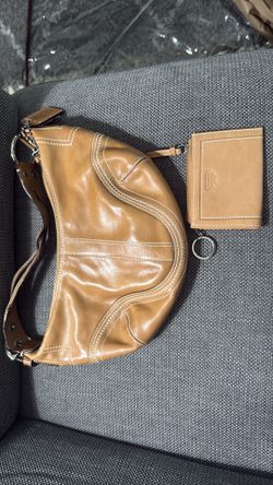 Coach camel mini tote and coin purse