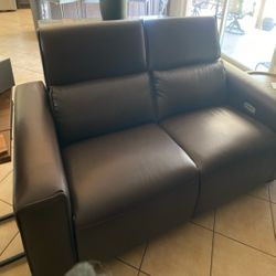 Hugo Brown Leather 83" 2 Piece Reclining Loveseat With Power Headrest Power Lumbar & USB