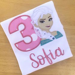 Frozen Elsa Custom Embroidered Birthday Shirt