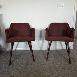 Burgundy Upholstered Accent Chairs (PAIR)