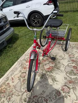 Red Adult Tricycle with Rear Basket