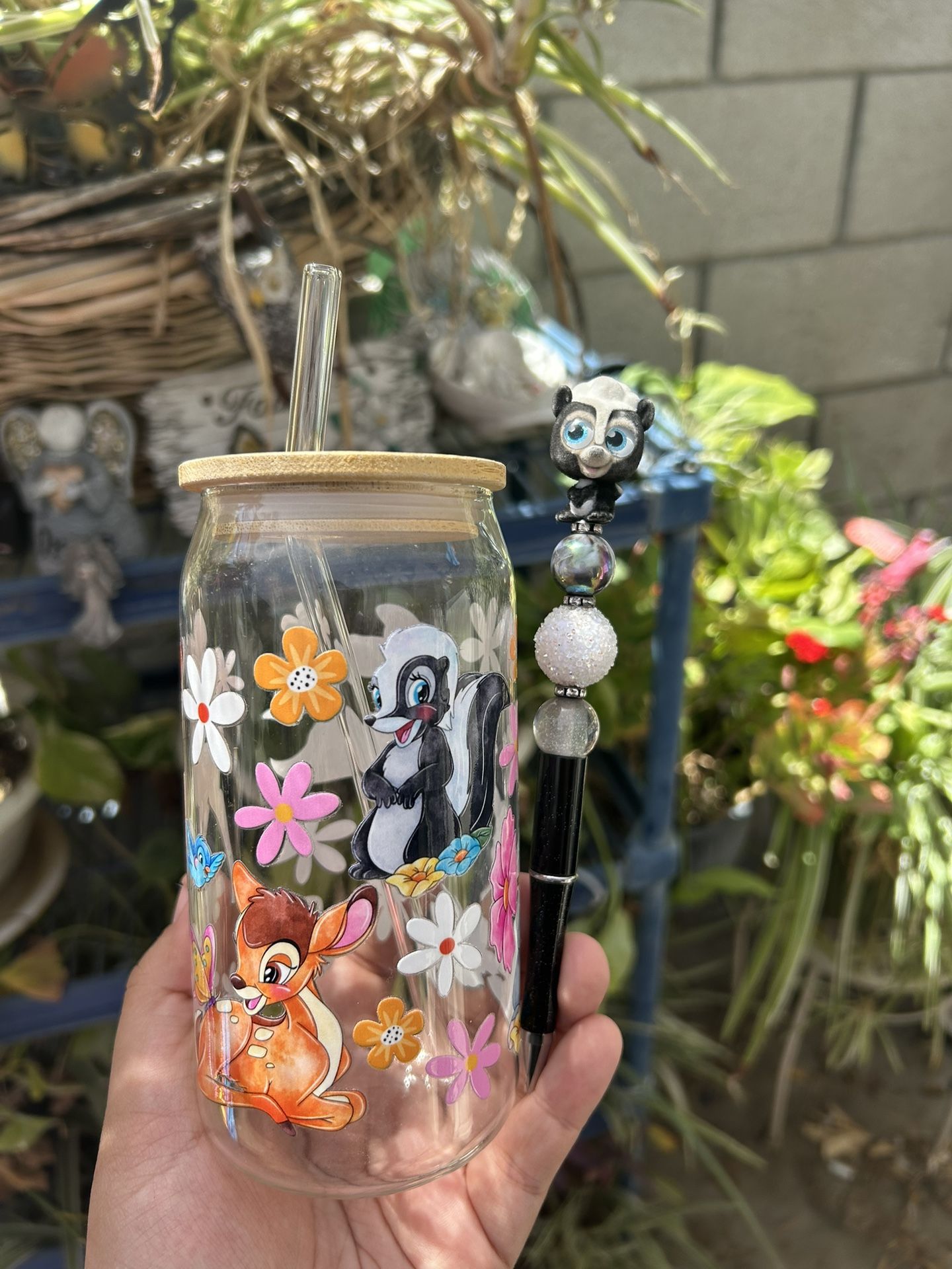 Flower And Bambi Cup And Pen