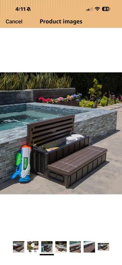 XtremepowerUS Universal 2 Slip-Resistant Spa & Hot Tub Step Outdoor Indoor Stool Pool Ladder Compartment Spa Step 36" Inches Long with Storage,   37 $