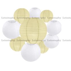 Brand new 10 packs Round  Mixed Sized Paper Lanterns for wedding birthday baby shower graduation event home party decoration DIY art craft supplies