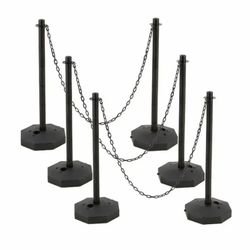 6 Pack Traffic Barricade Delineator Post with Fillable Base, Crowd Control Barriers, Cones for Parking Lot, Adjustable Stanchions with 5.4FT Plastic C