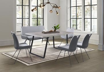 6pc Modern Dining Set New Gray 