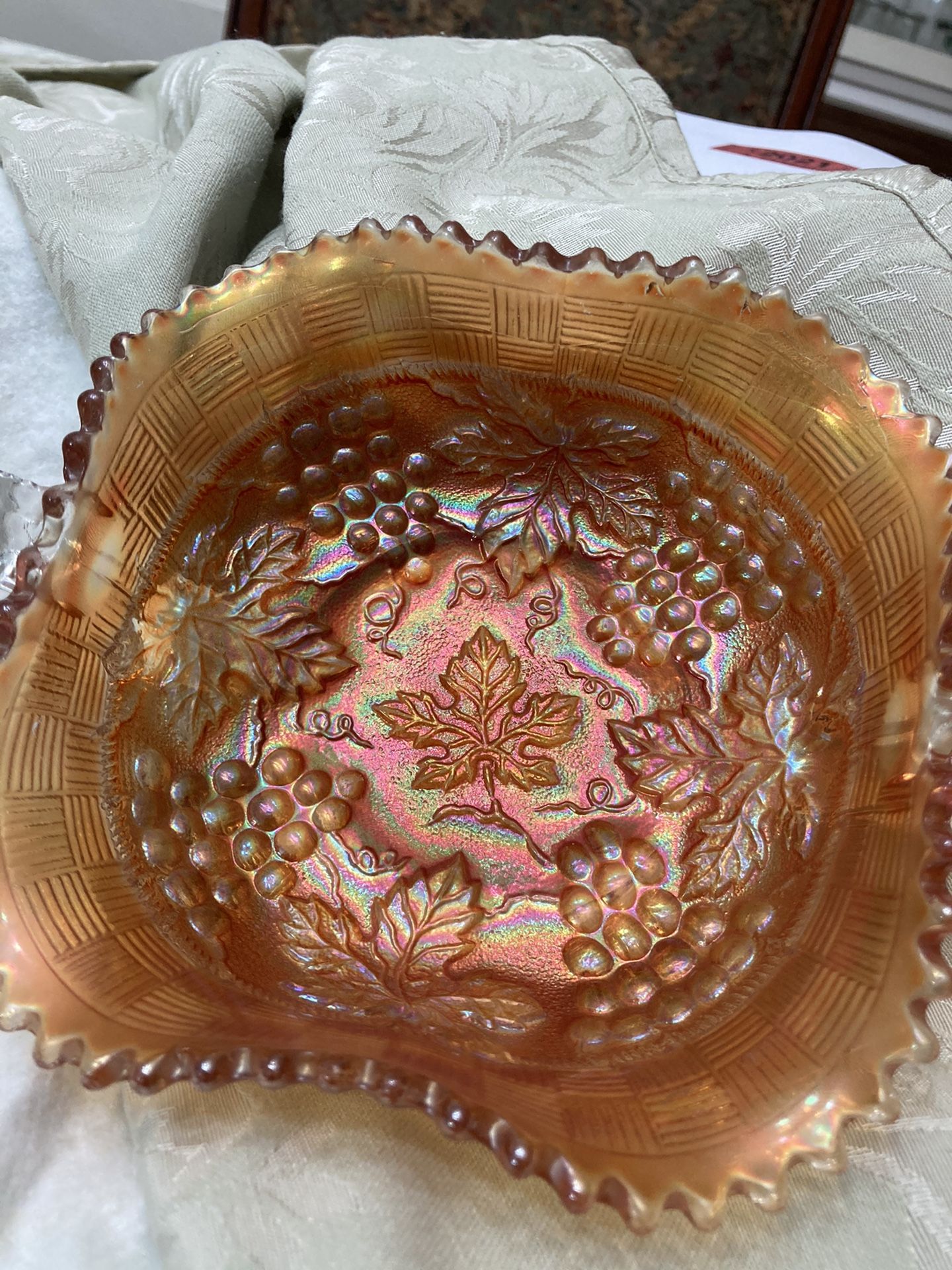 Antique Northwood Carnival Glass Candy Dish Bon Bon