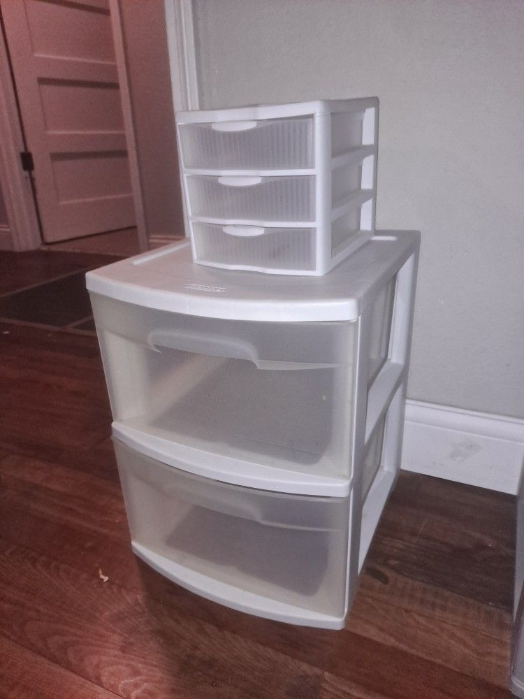 Sterilite Plastic Drawers White Both Included