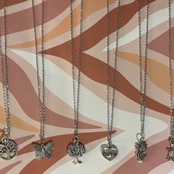 Stainless Steel Silver Color Charm Necklaces/ Perfect For Gift Ideas 