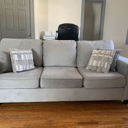 Grey Frabric Pull Out Bed Couch