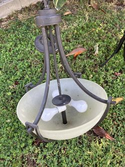 Large Metal Glass 3 Bulb Ceiling Fixture